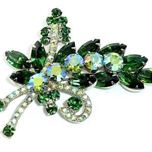 Juliana (D&E) Emerald Rhinestone Brooch